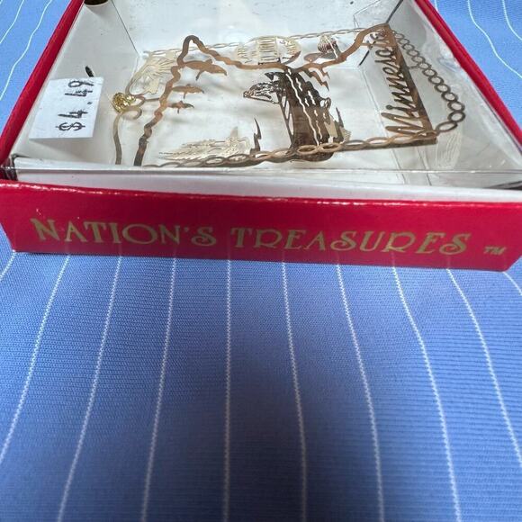 Vintage Nation’s Treasures Genuine 24K Gold Flashed Brass Ornament Minnesota - Picture 4 of 4
